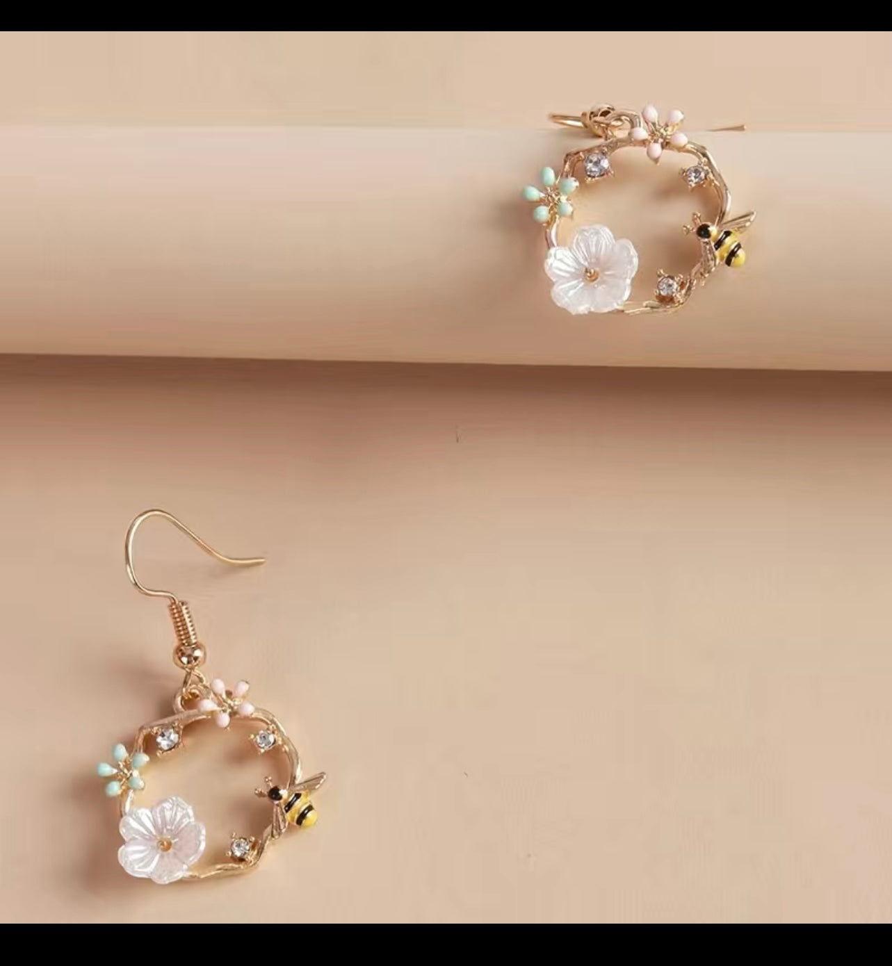 Flower Charm Hook Earrings
