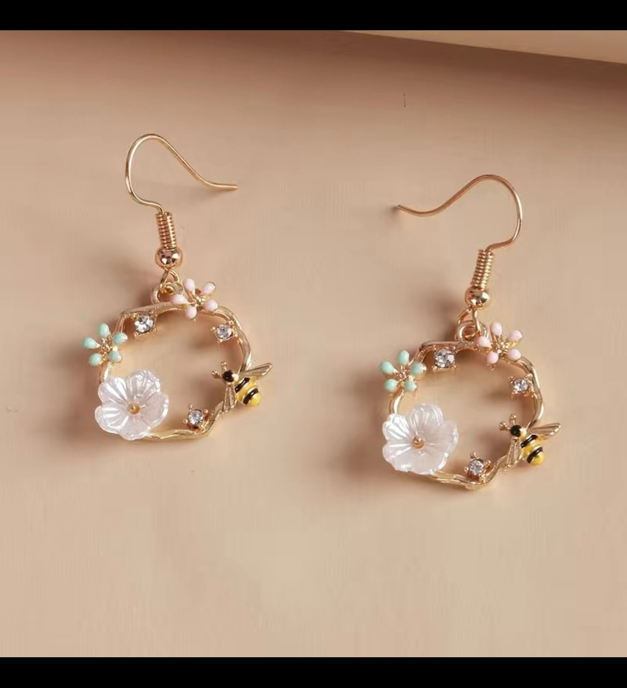 Flower Charm Hook Earrings